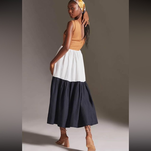 NWT Anthropology En Saison V-Neck Colorblock Maxi Dress - Picture 5 of 11